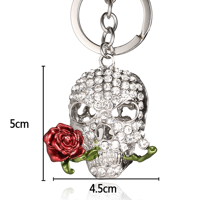 Porte-clés en cuir - Tête de mort - Imprimé fleur - KITATORI Suisse