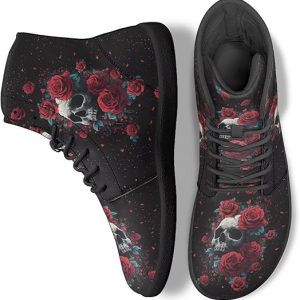 Baskets tête de mort avec des roses rouges