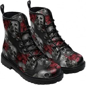 Botinne tĂȘte de mort rose gothique