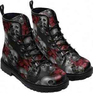 Botinne tête de mort rose Gothique