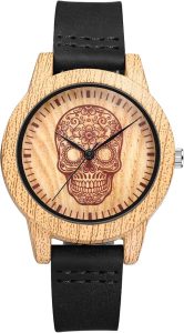 Montre tĂȘte de mort bracelet cuir