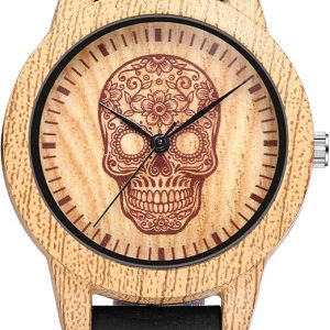 Montre tĂȘte de mort bracelet cuir