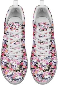 Chaussure femme tête de mort fleur