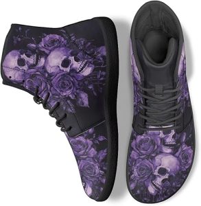 Baskets montantes tête de mort Roses violettes 