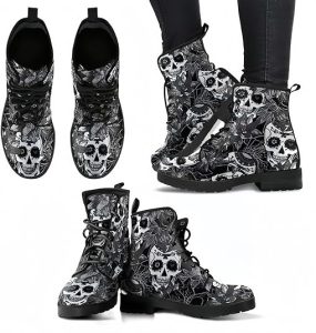 Botinnes tête de mort Noir et Blanc élégantes